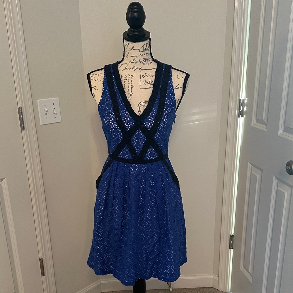 Marc Jacobs Elegant Blue Eyelet Dress